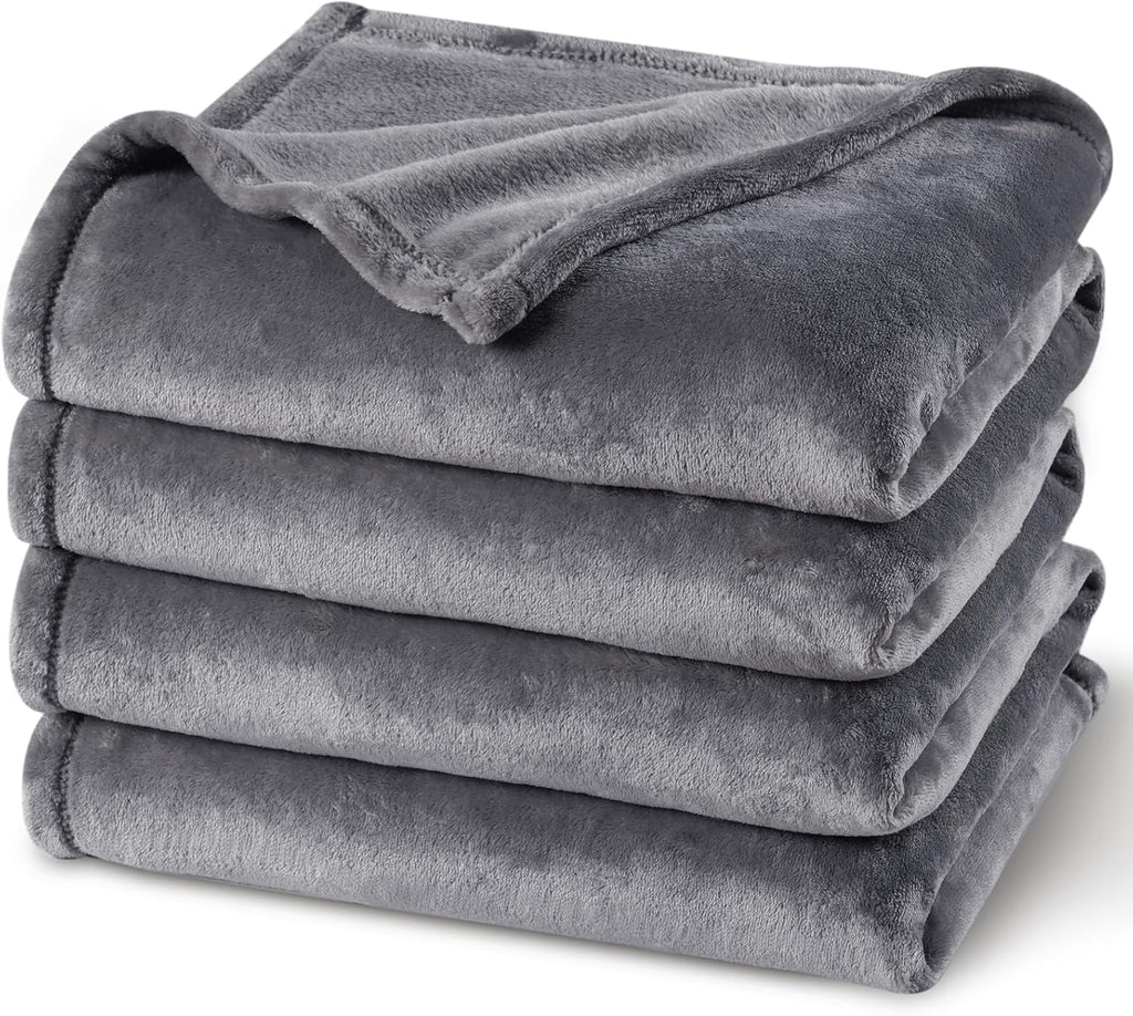 PHF Ultra Soft Fleece Blanket Queen Size, No Shed No Pilling Luxury Plush Cozy 300GSM Lightweight Blanket for Bed, Couch, Chair, Sofa Suitable for All Season, 90" x 90", Grey