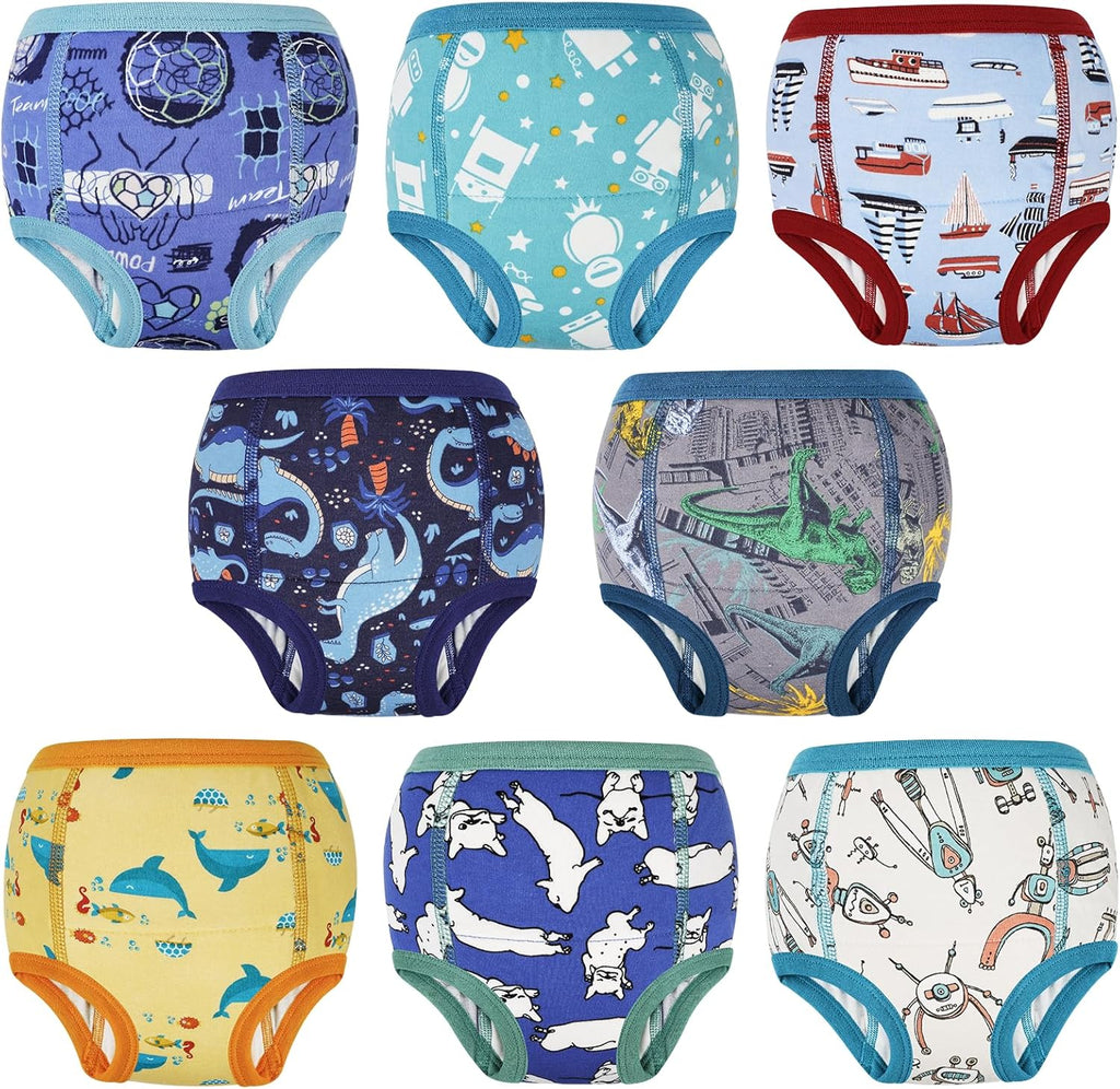 MooMoo Baby Absorbent Potty Training Pants 8 Packs Cotton Training Underwear for Boys 7T
