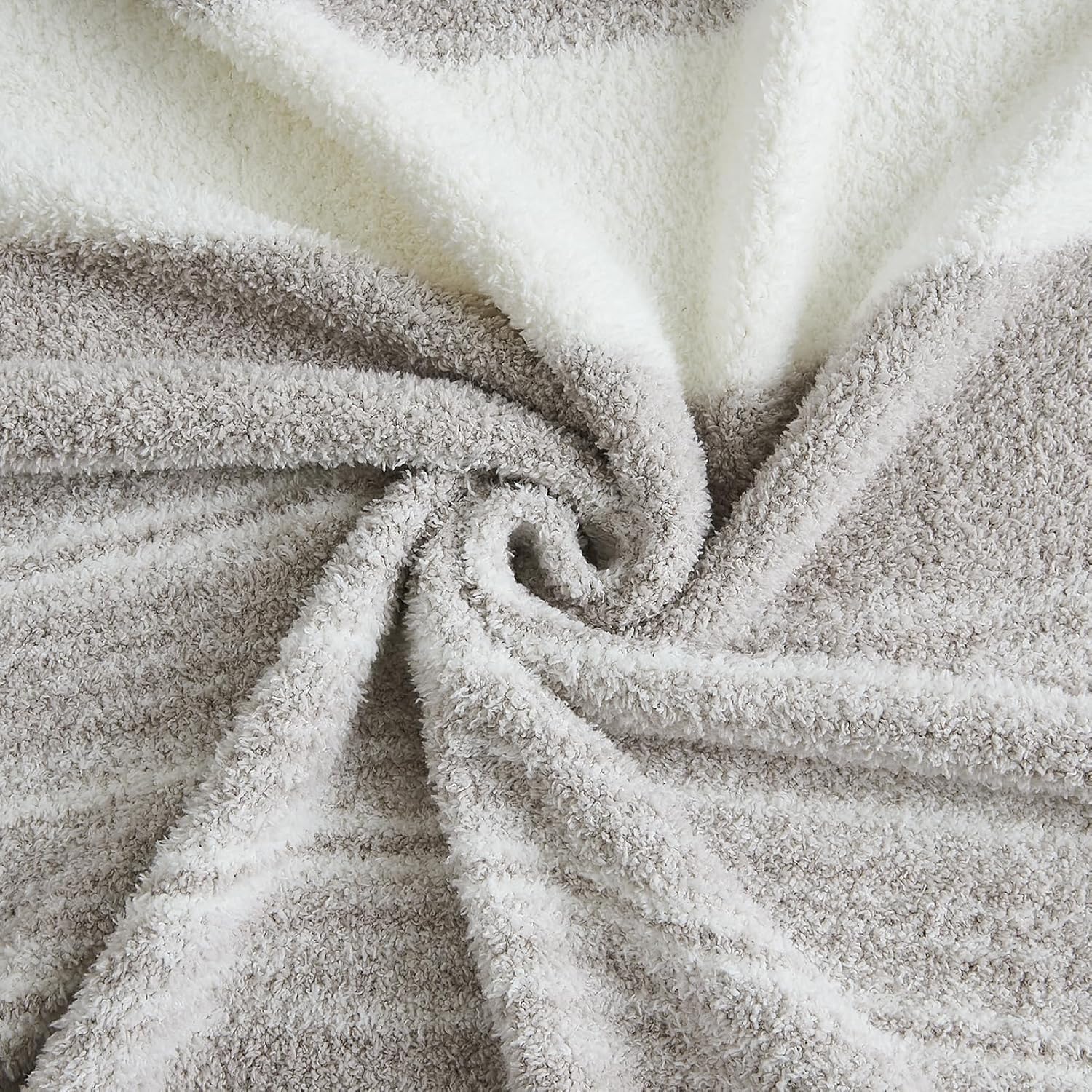 WRENGONGE Taupe Throw Blanket, 50x70 Soft Cozy Striped Throw Blankets for Couch, Sofa, Bed, Travel, Lightweight Fluffy Warm Plush Decorative Blankets for Women, Men,Kids Gift