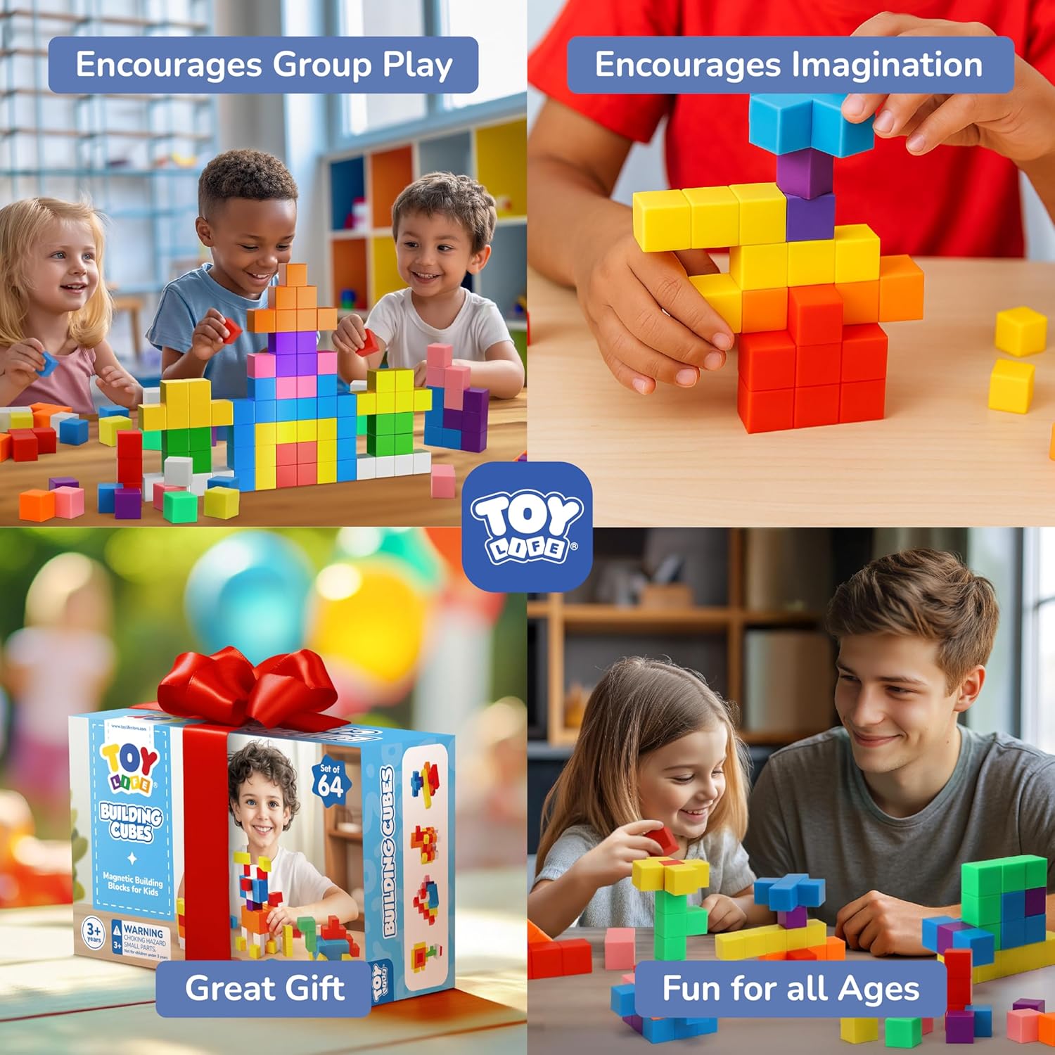 TOY Life 64 Pcs Magnetic Blocks for Toddlers Age 3-5 Magnet Blocks Magnetic Building Block for Kids Ages 4-8 Magnet Block for Kids 3-5 Preschool Creative Stem Building Toys