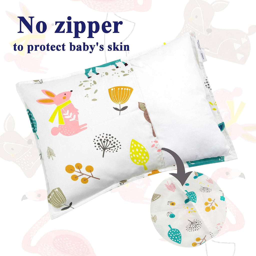 ALVABABY Toddler Pillowcases 2 Pack Organic Cotton Kids Pillow Cover Fit 13"x 18" or 12"x16" Envelope for Girl Boy Sleepy Travel