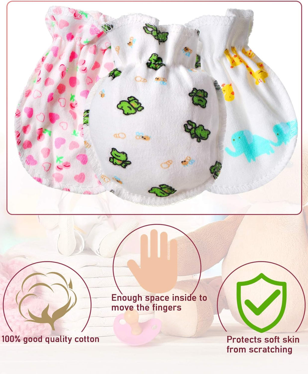 Syhood Newborn Baby Mittens No Scratch Unisex Baby Gloves for 0-6 Months Boys Girls(17 Pairs)