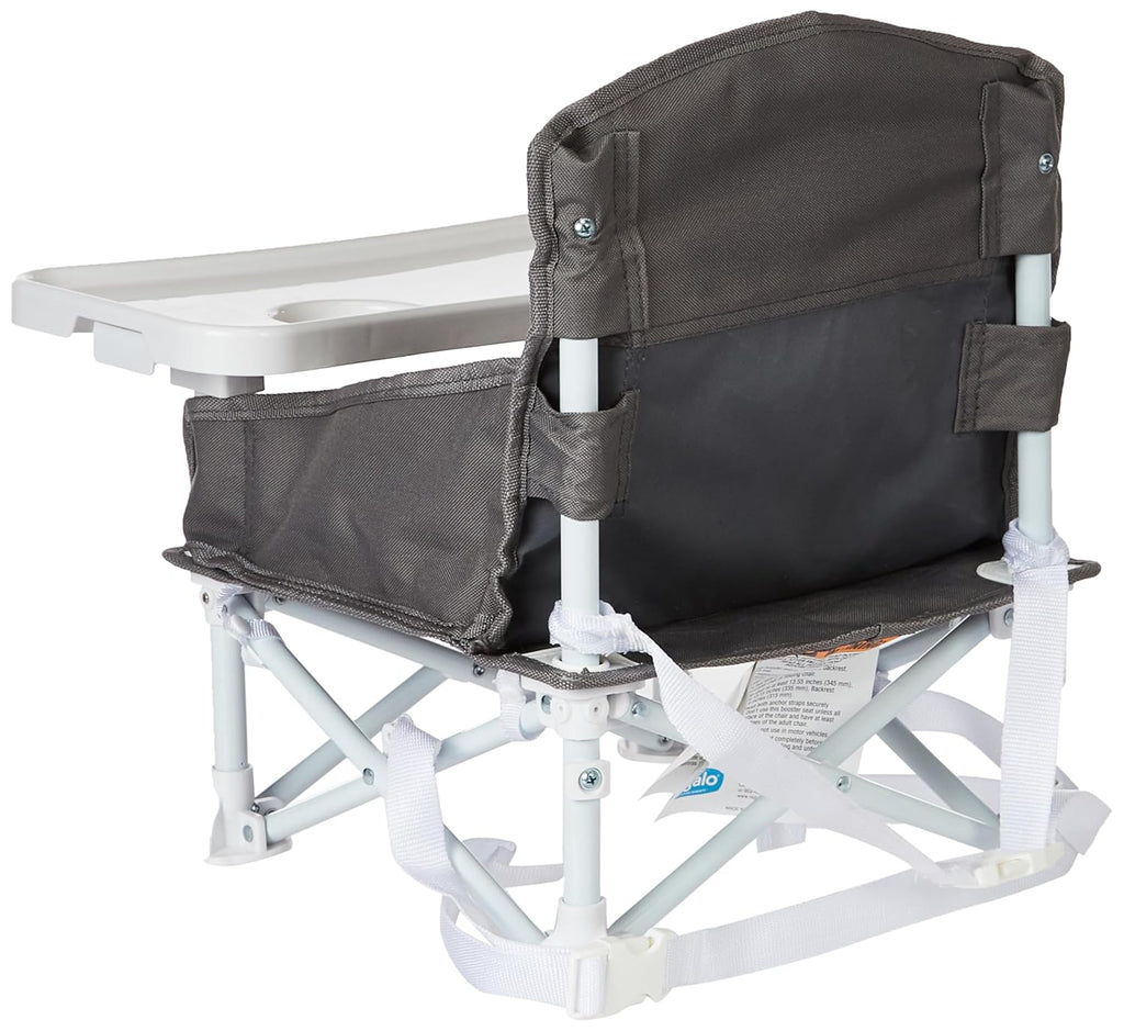 Regalo My Chair 2-in-1 Portable Travel Booster Seat & Activity Chair, Bonus Kit Includes, Oversized Removable Tray with Cup Holder, Gray