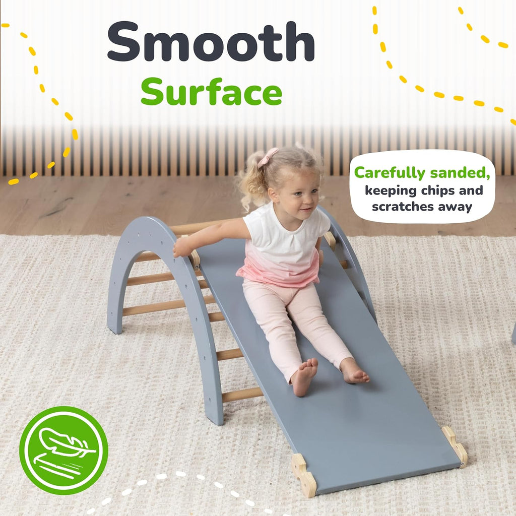 6-in-1 Pikler Triangle Climbing Set - Climbing Toys for Toddlers - Montessori Climbing Set - Indoor Wooden Play Gym for 2-6-Year-Olds - Light Gray