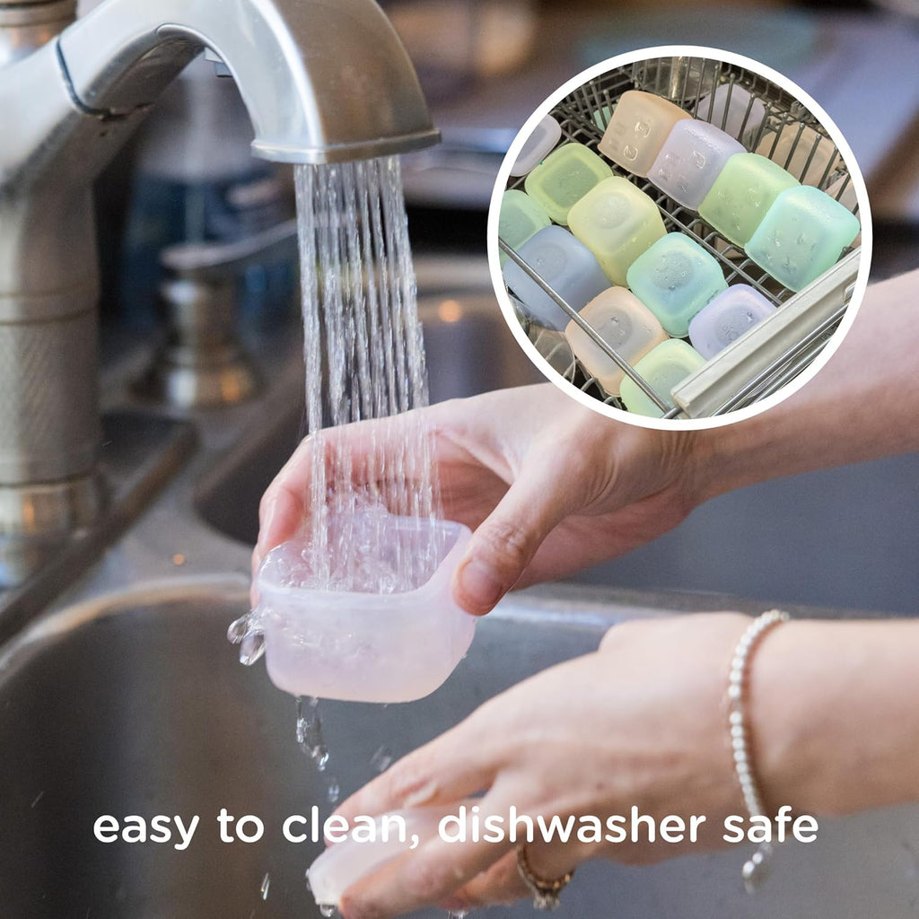 Olababy Clear Sense Silicone Storage Containers 4pk for Baby Food, Snacks, Formula, Puree, Sauce & More | Micro Plastic & BPA-Free | Daycare Essentials for Toddlers and Kids (Coral, 2 oz / 60 ml)