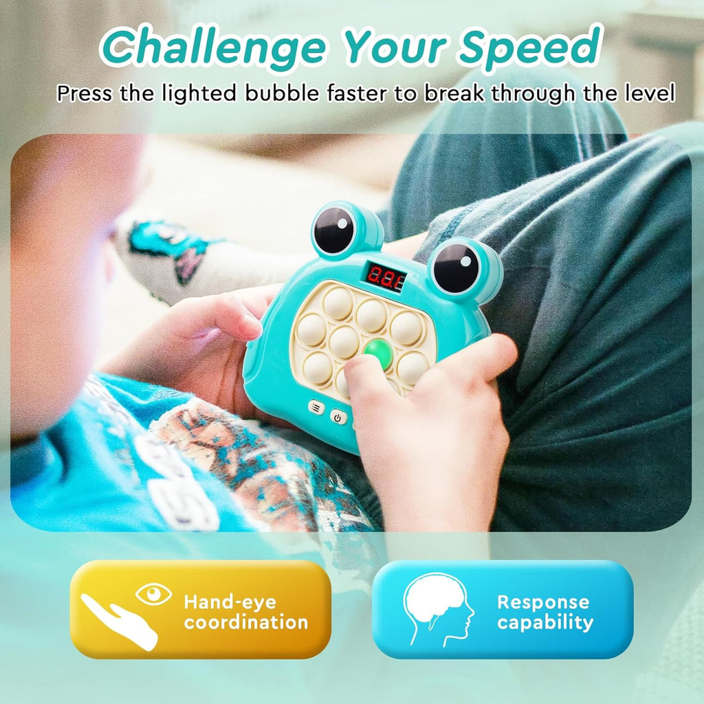 Fast Push Bubble Game, Handheld Fidget Toys with Screen Display, Light up Speed Push Console for Kids