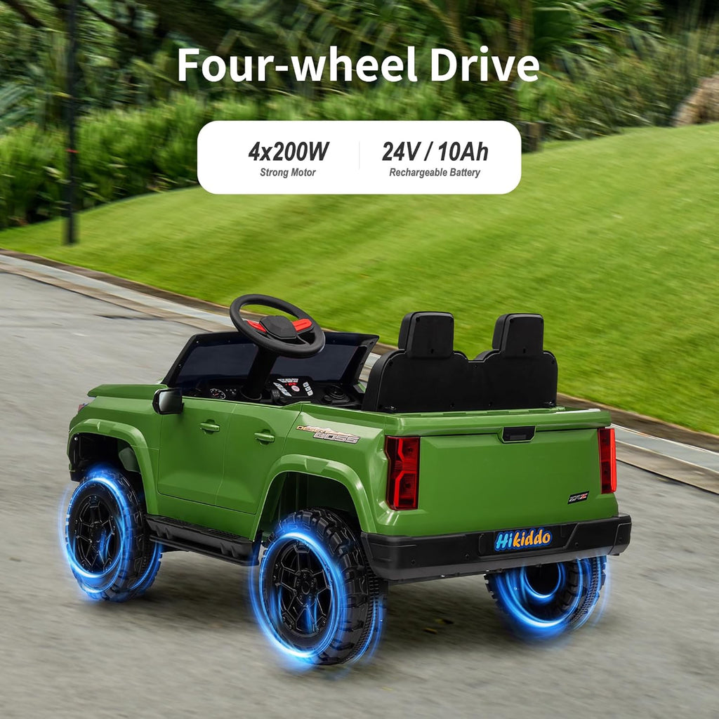 24V 10Ah Ride on Toy for Big Kids, 4WD 2 Seater Electric SUV Kids Car to Drive w/Remote Control, 4x200W Motors - Army Green