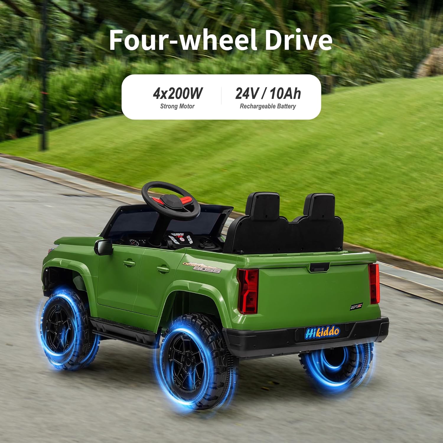 24V 10Ah Ride on Toy for Big Kids, 4WD 2 Seater Electric SUV Kids Car to Drive w/Remote Control, 4x200W Motors - Army Green