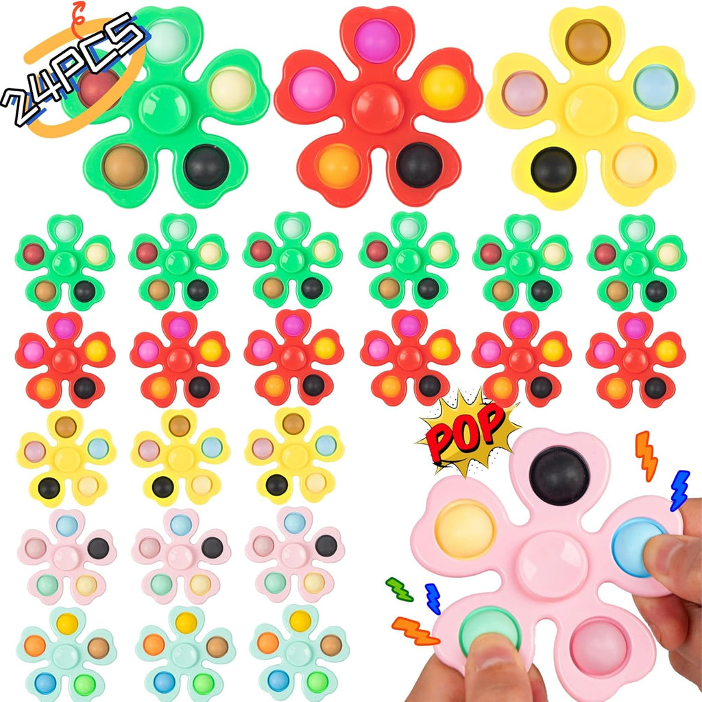 24 Pcs Fidget Spinners Bulk-Mini Pop Bubble Fidget Spinner Toys for Kids Teens Adults Birthday Party Favors,Return Gifts,Goodie Bags Stuffers,Party Games,Classroom Rewards Carnival Prizes