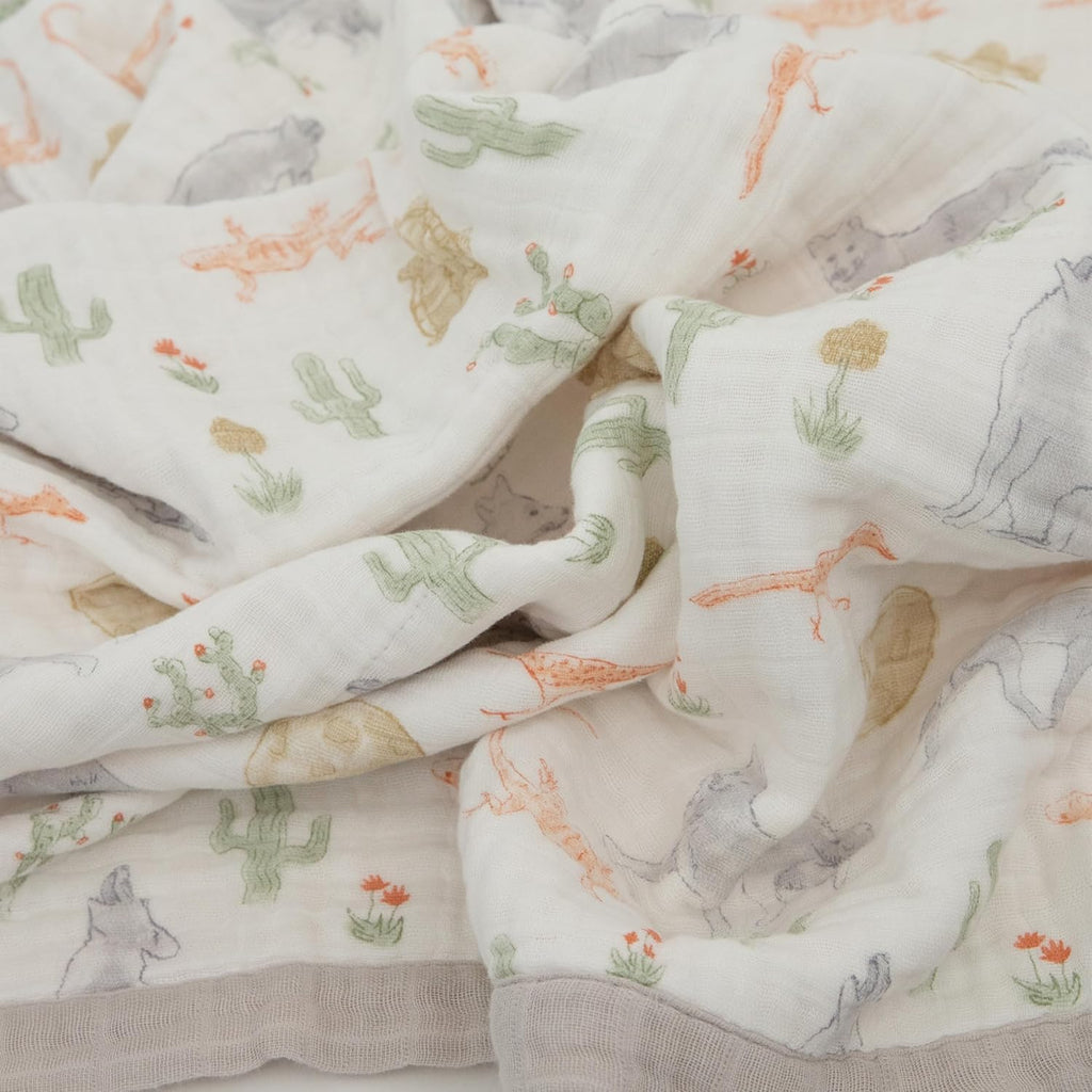 Little Unicorn Newborn Receiving Quilt | Ultra- Soft, Multi-Layered Muslin Fabric | Gift for Newborns & on-The-go (Desert Night)