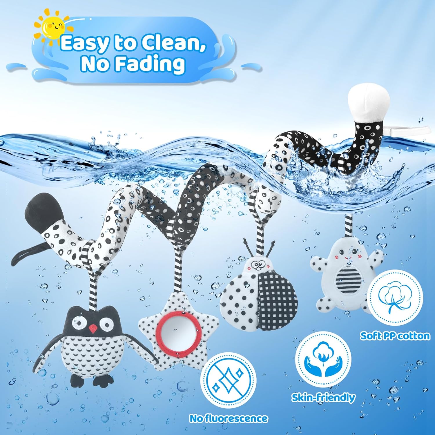 High Contrast Baby Toys - Black & White Hanging Toys for Car Seat, Stroller & Crib | Newborn Essentials 0-6 Months | Perfect