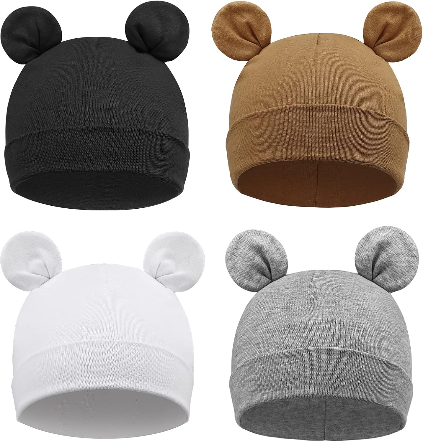 DRESHOW BQUBO 4 Pieces Baby Beanie Newborn Toddler Soft Cute Knit Hat Hospital Hats for Baby Boys Infant Cap Beanies