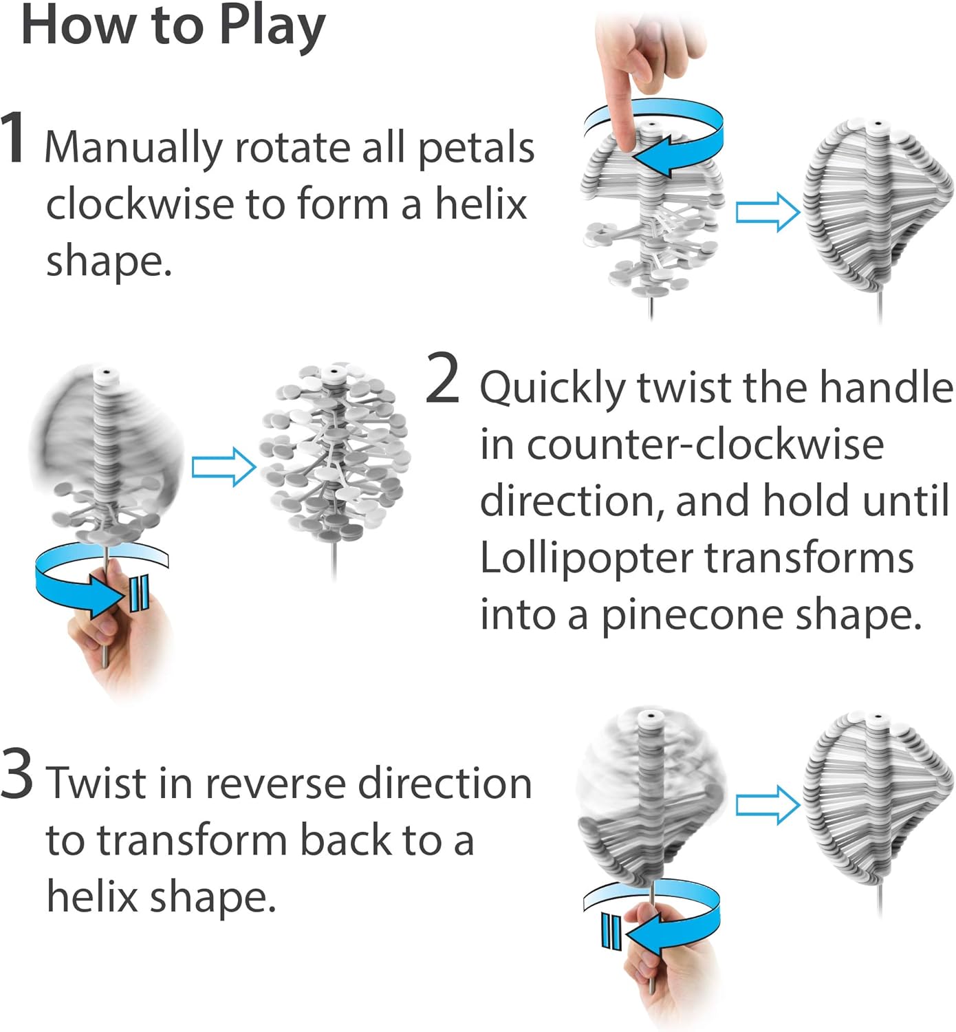 Crystal Caprice Lollipopter - Spin Magic with a Twist! Interactive Kinetic Toy and Stylish Sculpture with Special Domed Case, Inspired by Nature's Geometry
