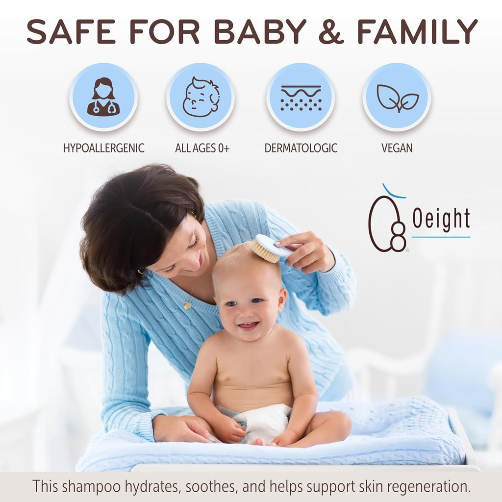 Oeight Tearless Baby Shampoo, Hypoallergenic & Dermatologically Tested Baby Shampoo, 100% Natural Active Ingredients with Chamomile, Parabens & SLS Free, Fragrance Free, for Sensitive Scalp, 200 ml