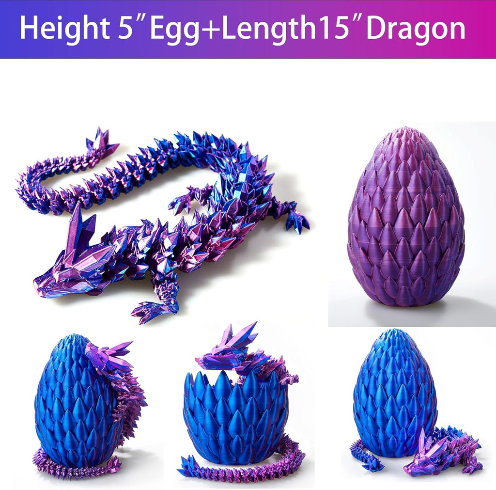 15 inches Dragon with Egg, Purple Dragon Toy,Articulated Crystal Dragon,Fidget Toy Cool