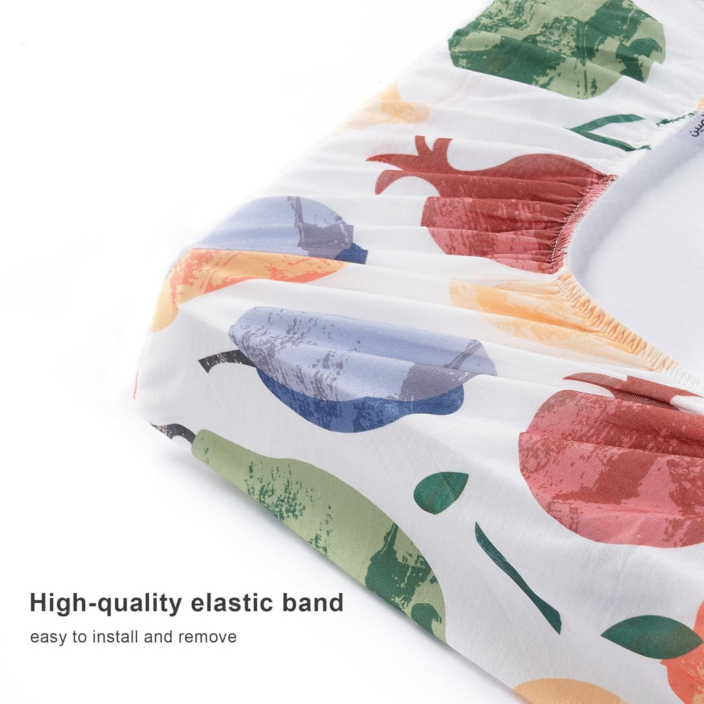 TILLYOU Baby Changing Pad Cover, Changing Table Cover for Girls Boys, Ultra Soft Breathable, 2 Pack Fruit Shadow & orangish