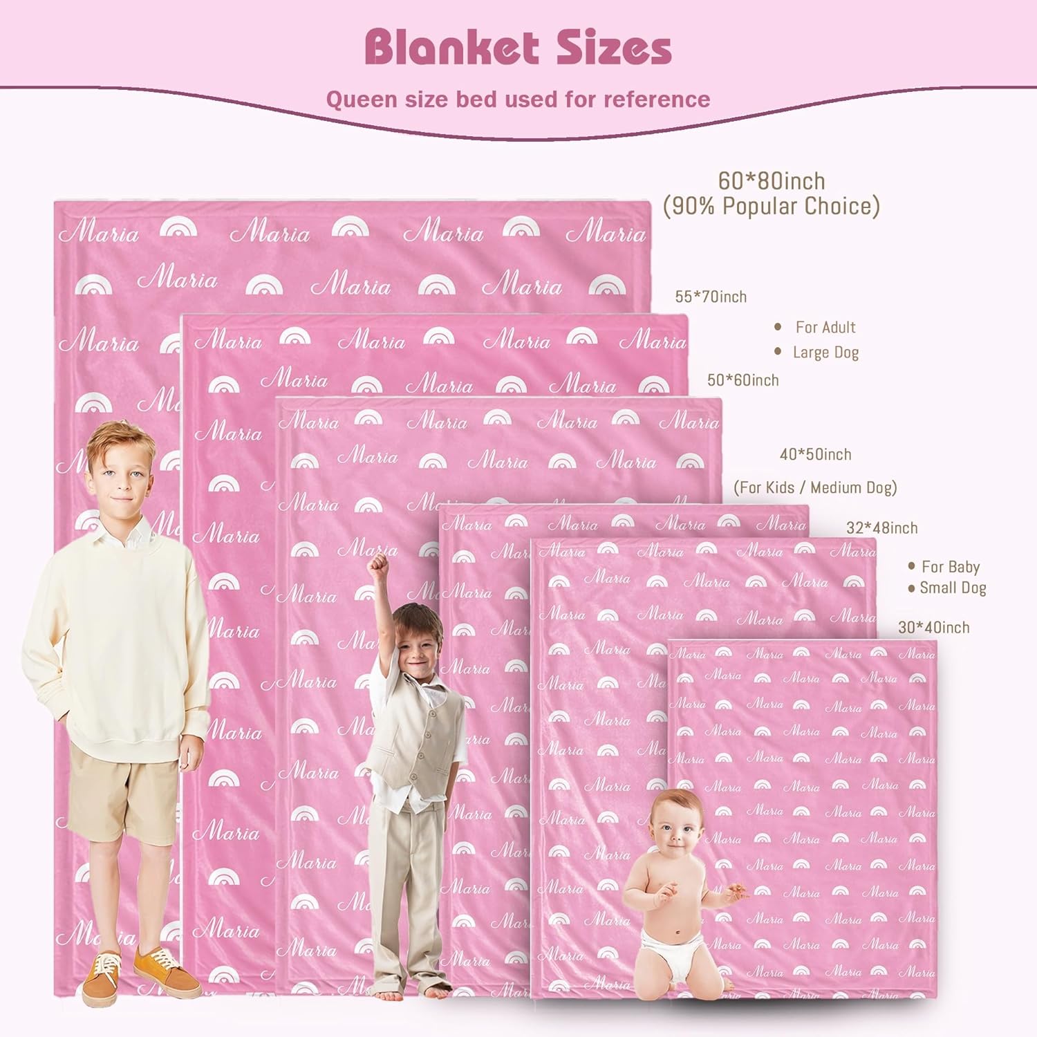 Personalized Baby Blanket for Girl Custom Name Blanket for Girl Newborn New Mom Customized Gifts for Baby Shower Christmas Birthday