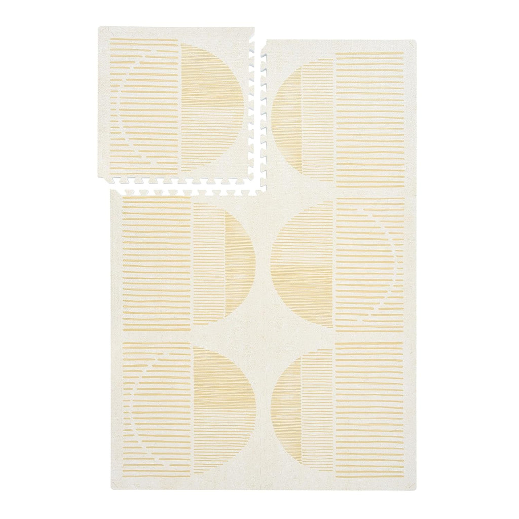 Premium Exercise & Baby Foam Play Mats - Stylish & Large Non-Toxic Odorless Floor Mat - 6 Tiles - Spacious 6ft x 4ft - Peel-Resistant Reinforced, Soft Thick, Waterproof - Ecru Linen