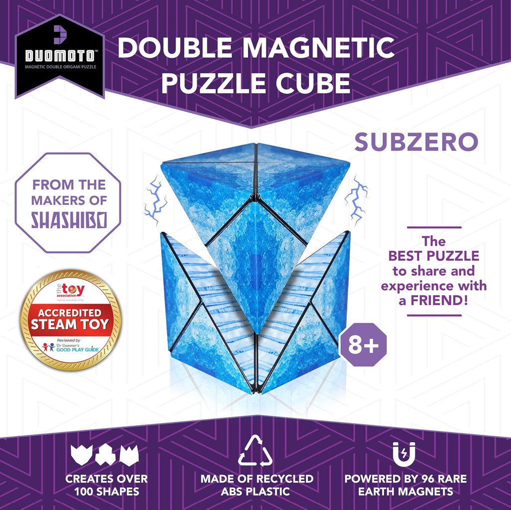 Magnetic Transforming Cube - Shape Shifting Double Creativity Puzzle w/ 96 Rare Earth Magnets - Transforms Into Over 100 Shapes - by Fun in Motion Toys - Creators of Shashibo & Cubendi