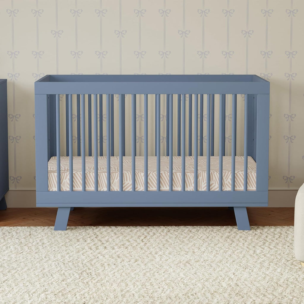 babyletto Hudson 3-in-1 Convertible Baby Crib - GREENGUARD Gold Certified Convertible Crib to Toddler Bed and Daybed - Wooden Baby Bed with 4 Adjustable Mattress Heights - Easy Assembly - Cove Blue