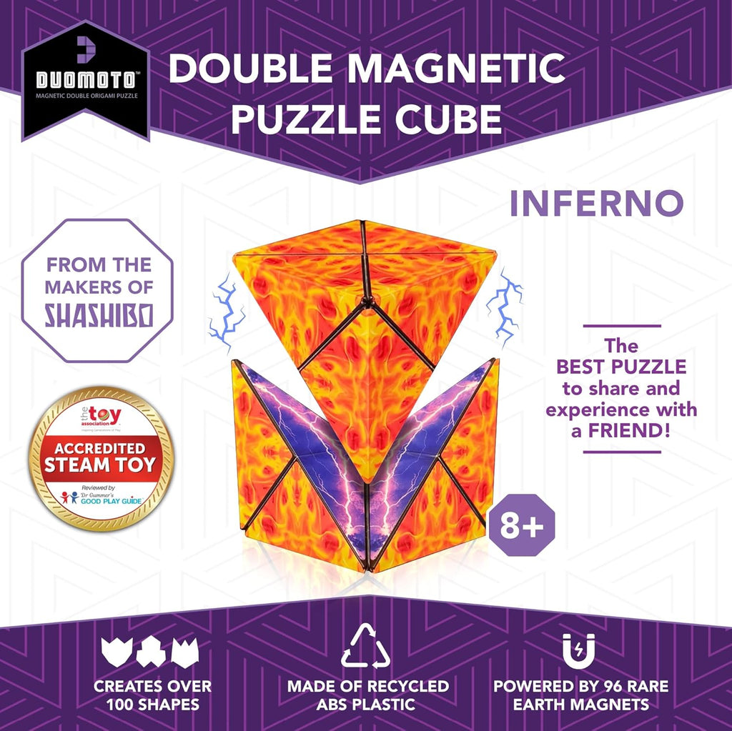 Magnetic Transforming Cube - Shape Shifting Double Creativity Puzzle w/ 96 Rare Earth Magnets - Transforms Into Over 100 Shapes - by Fun in Motion Toys - Creators of Shashibo & Cubendi