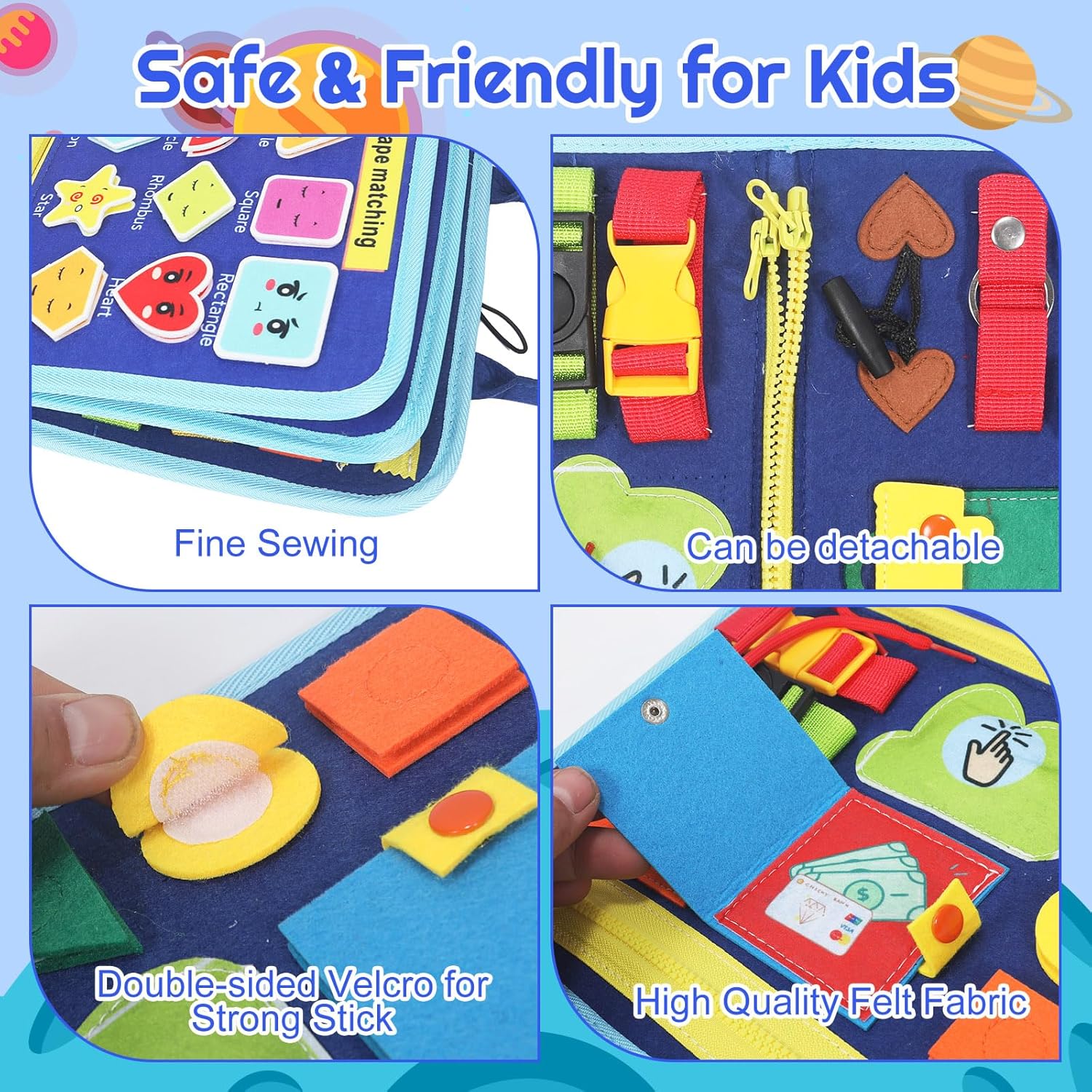 Montessori Busy Board - Ideal Busy Book Toddler Toys & Gifts for Boys & Girls, Toddler Travel Essential for Airplane & Car, Sensory Toys, Great for Baby Gifts for Boys