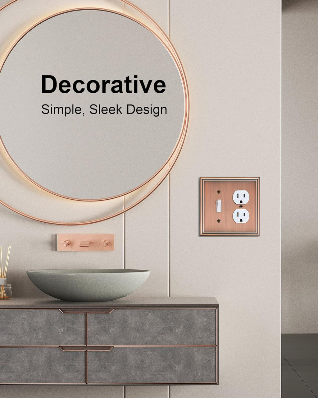 2-Pack Combo Toggle/Duplex Light Switch Cover Plate, Antique Copper Wall Outlet Cover Plate, Decorative Wall Receptacle Cover for Electrical Outlets, Light Switch, Durable Solid Zinc Alloy