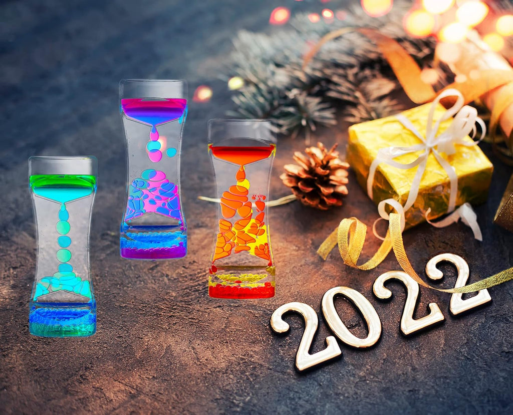 Liquid Motion Bubbler for Kids and Adults,3 Pack Water Timer Fidget Toy,Relaxing Oil Desk Décor,ADHD Autism Anxiety Stress Management Sensory Play Hourglass,Christmas Stocking Filler Gift
