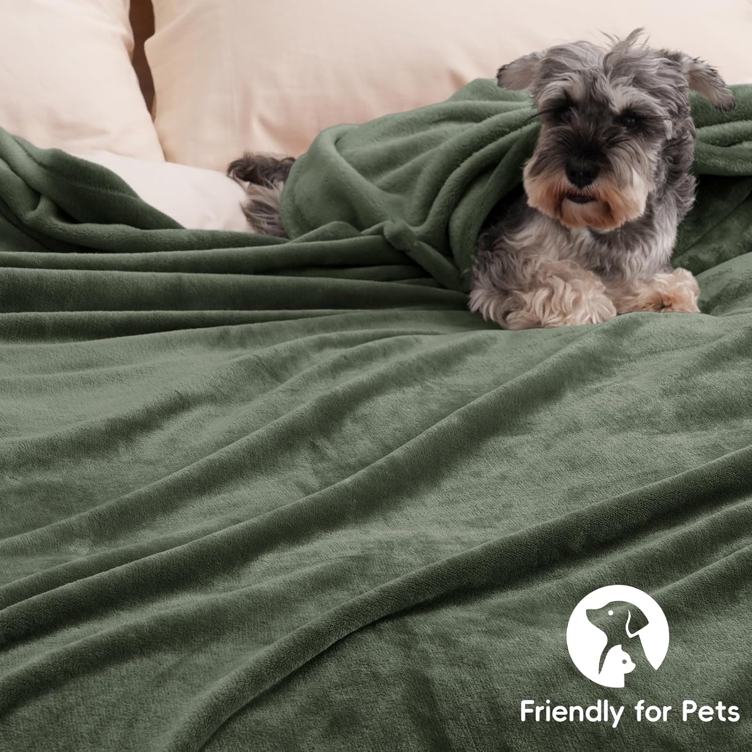 PHF Ultra Soft Fleece Blanket Twin Size, No Shed No Pilling Luxury Plush Cozy 300GSM Lightweight Twin XL Blanket for Bed, Couch, Chair, Sofa Suitable for All Season, 76" x 90", Olive Green