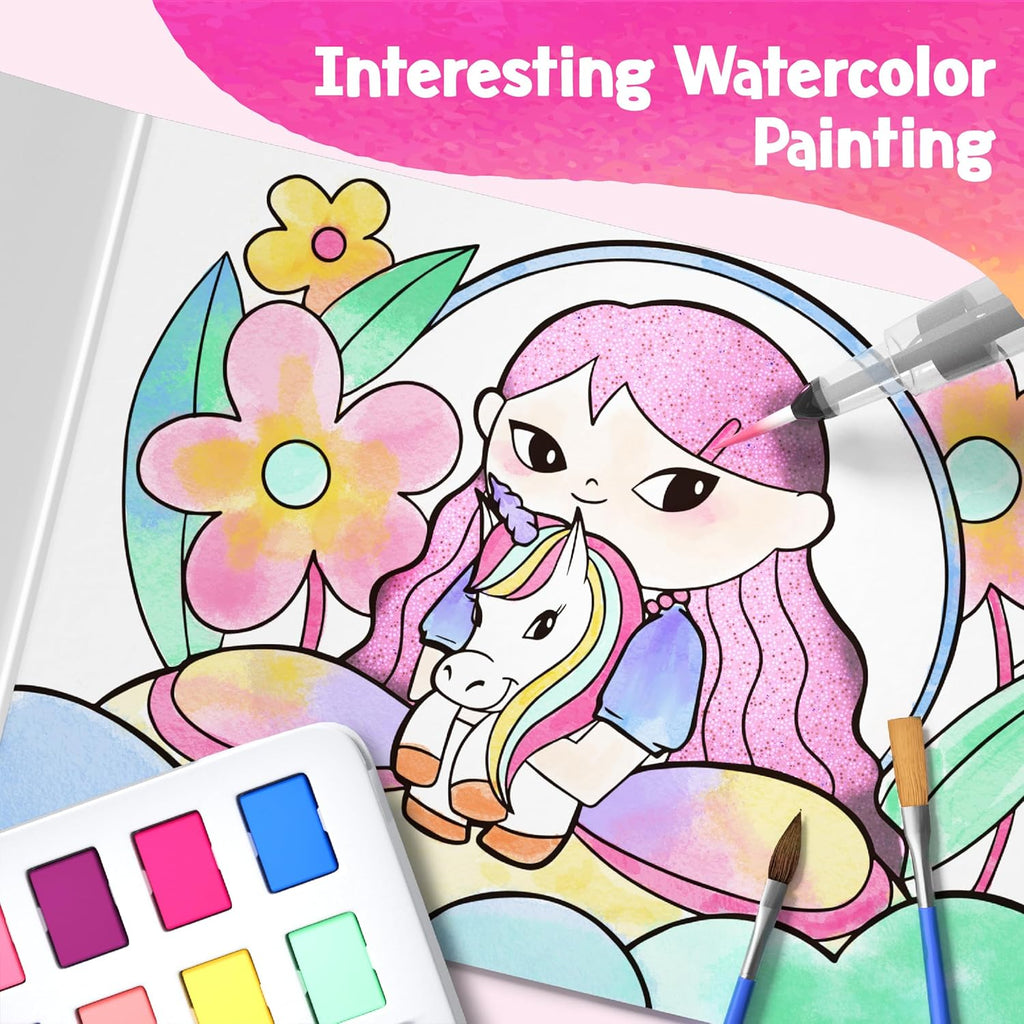 Paint with Water Unicorn Coloring Books for Toddlers,Water Color Paint Set for Teens, Arts and Crafts for Girls Boys Ages 3 4 5 6 7 8+, Birthday Christmas Gift,Travel Toys