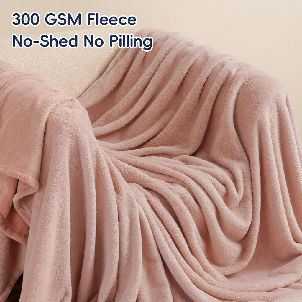 PHF Ultra Soft Fleece Blanket Twin Size, No Shed No Pilling Luxury Plush Cozy 300GSM Lightweight Blanket for Bed, Couch, Chair, Sofa Suitable for All Season, 66" x 90", Rose Pink