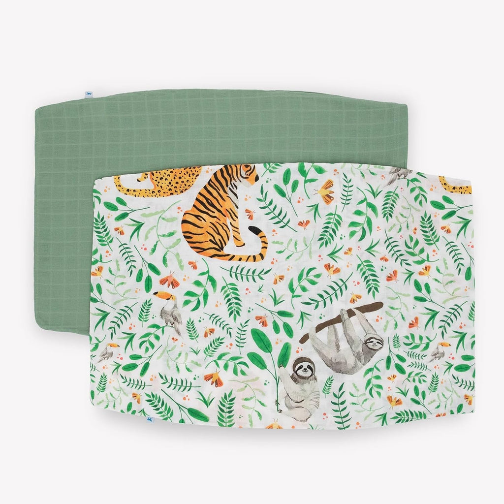 Little Unicorn Standard Pillowcase 2 Pack | Super Soft & Breathable Muslin Fabric | Snug Envelope Closure (Mighty Jungle)