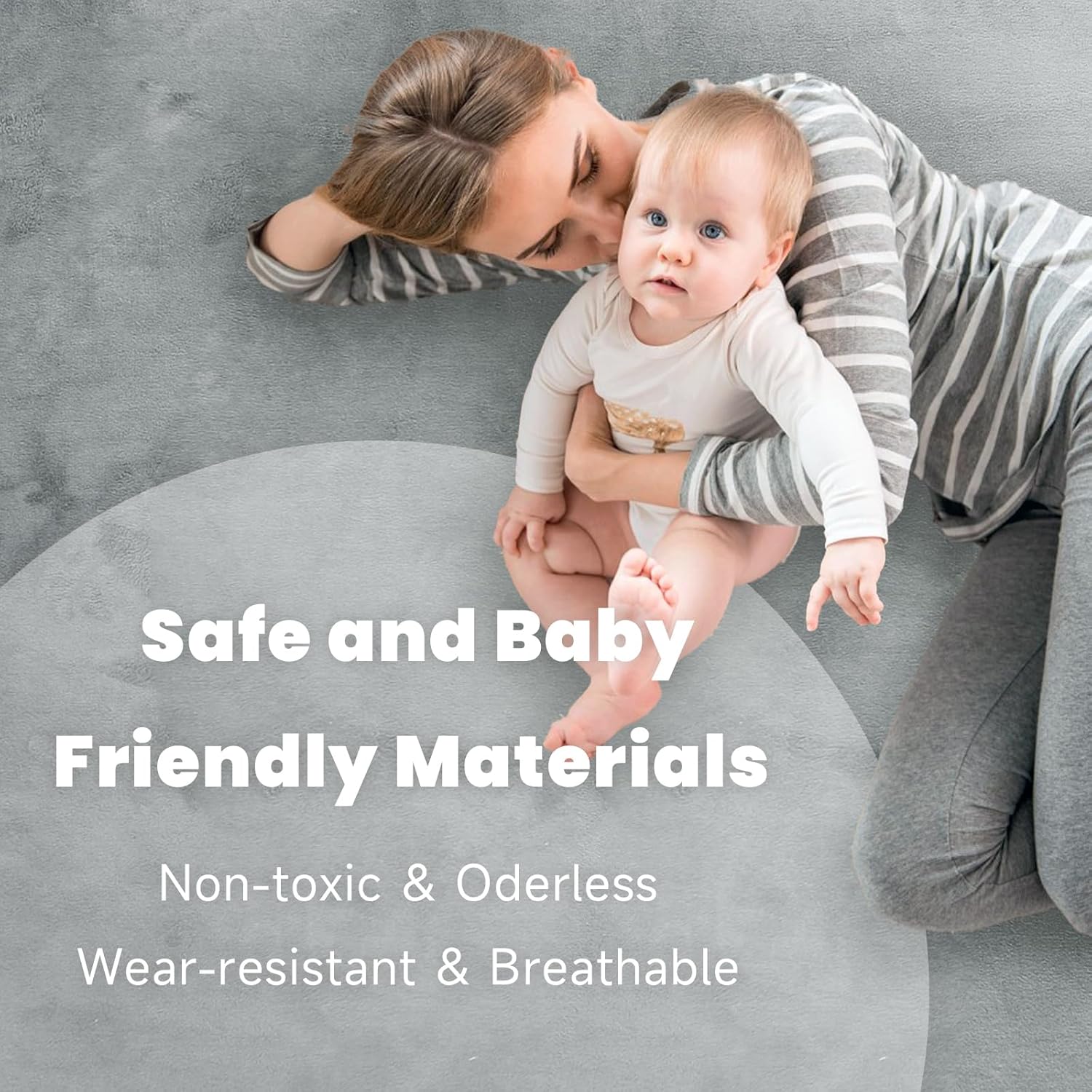 ACOMOPACK Baby Play Mat for Floor 1.3" Thick Memory Foam 50x50 Soft Velvet Playpen Mat for Kids,Infants,Toddlers,Tummy Time Crawling Mats with Non-Slip Bottom,Yoga,Tatami,Nursery Rug（Light Grey）