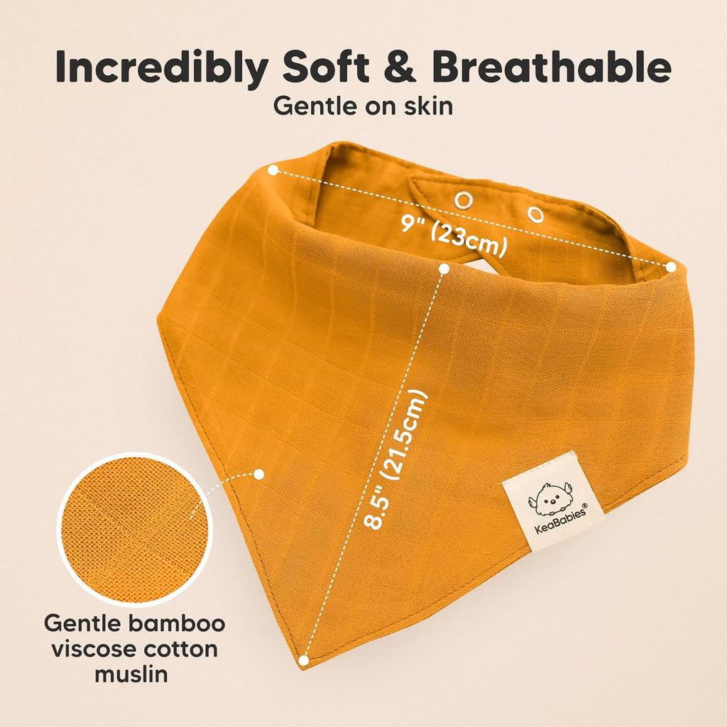 8-Pack Muslin Baby Bibs for Boys, Girls - Muslin Bandana Drool Bibs for Baby Girl & Boy, Drooling Newborn, Teething Toddler, Infant 0-36 Months, 100% Cotton Extra Absorbent & Soft (Primeval)