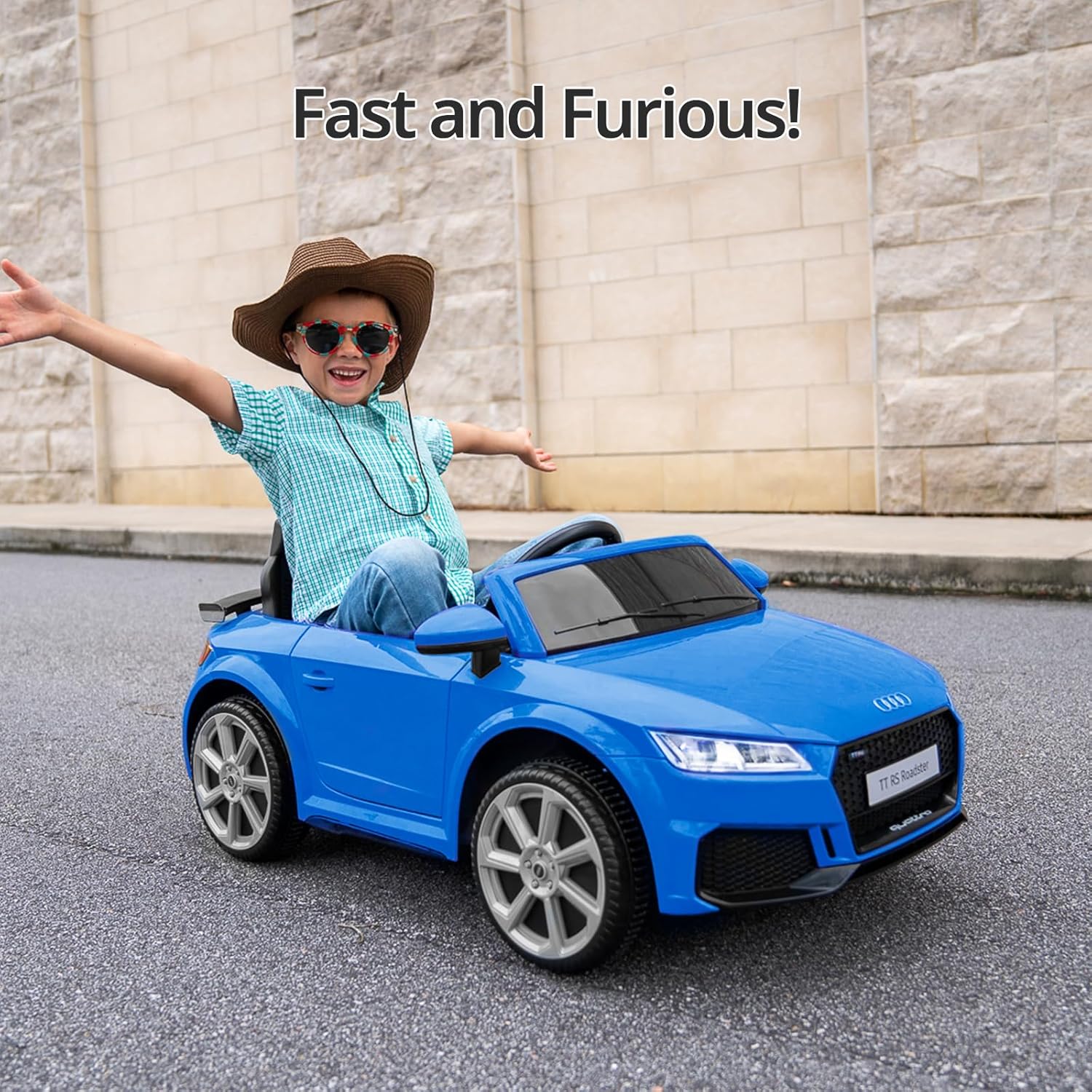 Licensed Audi Electric Kids Car, 12V Kids Ride-on Toy Car for Toddlers w/Remote - Dark Blue