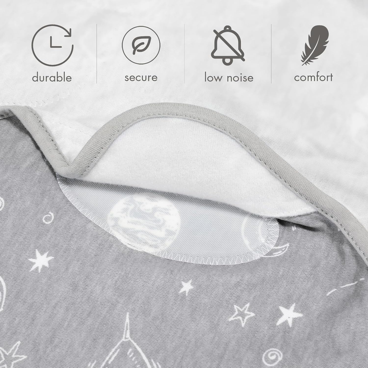 GLLQUEN BABY Organic Newborn Swaddles Sleep Sack, Swaddle Blankets for Baby Boy, 3 Pack Adjustable Wrap Set, Gray Starry Sky & Astronaut, 0-3 Months (Small/Medium)