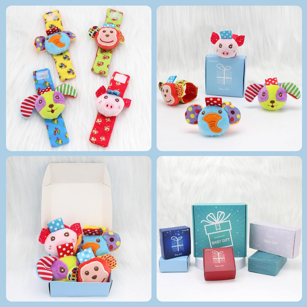 BLOOBLOOMAX Sock rattles for Babies 0-24 Months Baby Animal Foot Finder Educational Toys