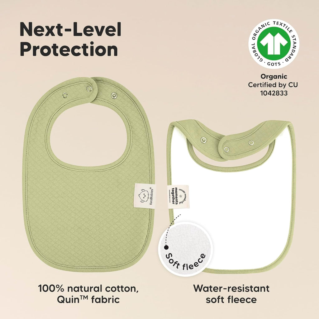 8-Pack Organic Baby Bibs for Girls, Boys - Quilted Cotton Cloth Baby Drool Bibs for Drooling and Teething Toddler, Newborn, Infant, Soft & Super Absorbent (Driftwood)