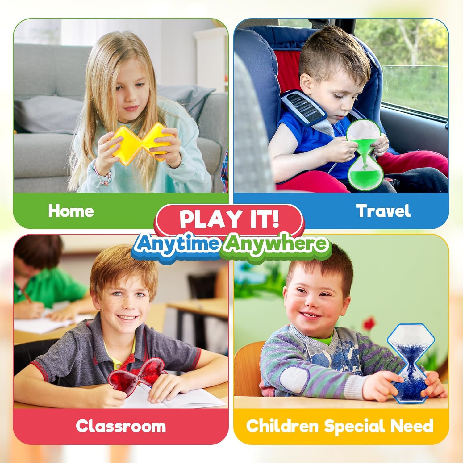 Sensory Toys Liquid Fidget Toys for Kids: 4 Pack Handheld Sensory Toys for Kids with Autism Autistic - Liquid Motion Sensory Fidget Toys for Calming