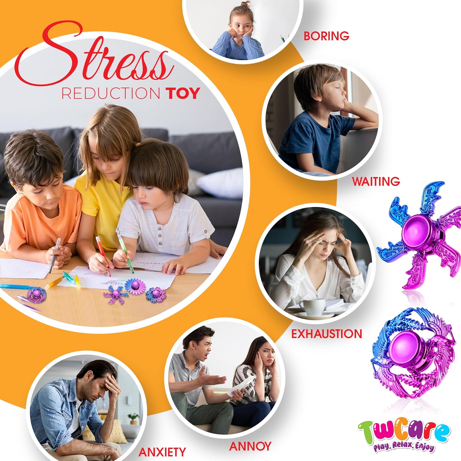 20 Pack High Speed Hand Fidget Spinners for Anxiety ADHD Kids Adults Boys Girls, Sensory Fingertip Pack, Stress Relief Fidgets Toy, Party Favors Birthday Gifts Goodie Bag Stuffers Classroom Prizes