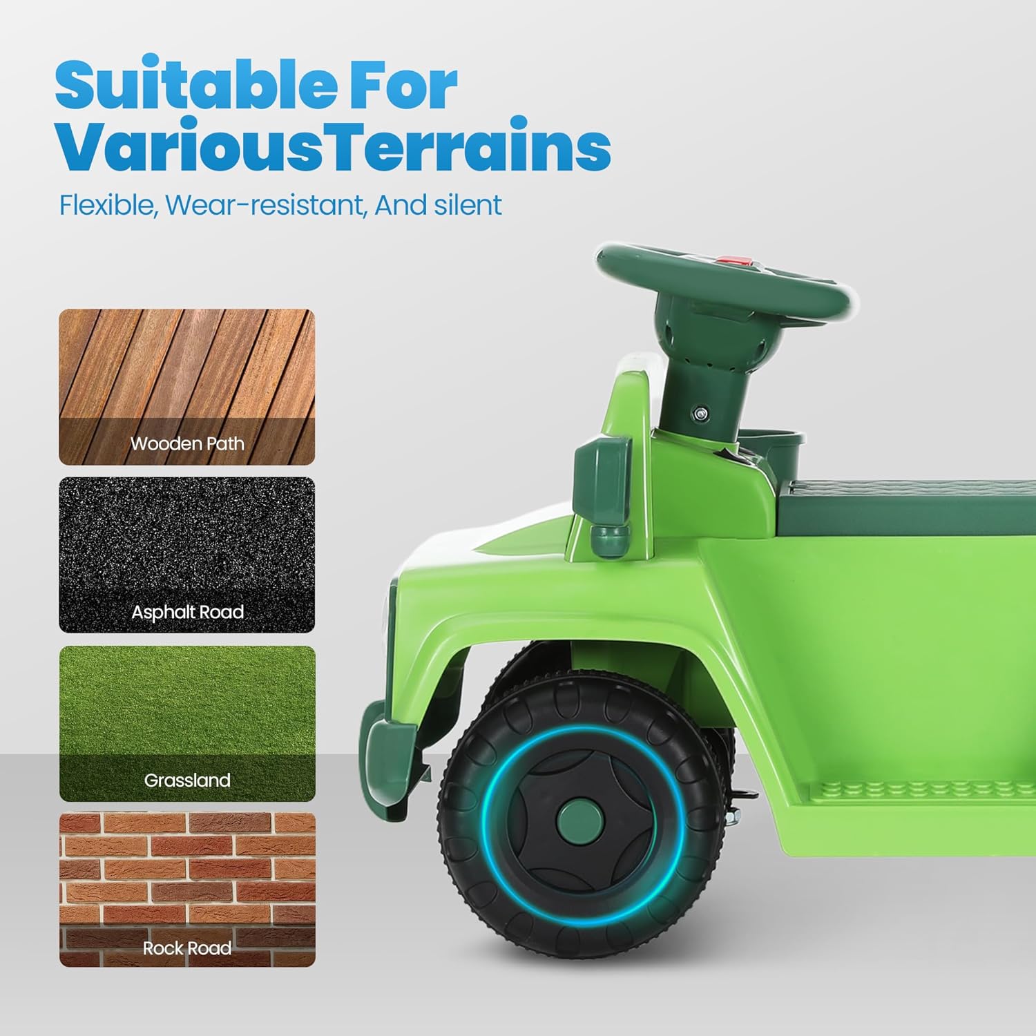 6V Toddler Ride On Car Interactive Electric Car with Horn LED Front Light Rear Storage Ocean Theme Perfect for Boys & Girls 18+ Months Safe & Fun for Little Explorers(Green Ocean)