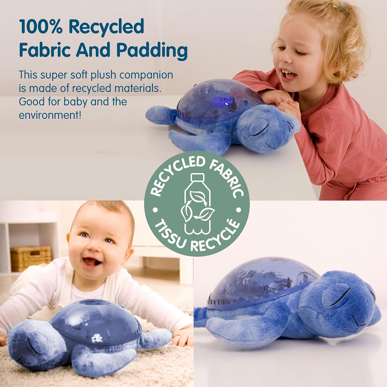 Cloud b Ocean Projector Nightlight with 2 White Noises & 2 Soothing Sounds | Adjustable Settings | Cry Sensor | Tranquil Turtle - Ocean (Rechargeable)