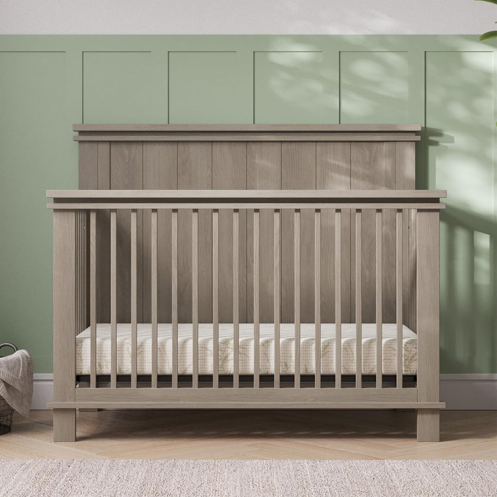 Child Craft Denman 4-in-1 Convertible Crib, Baby Crib Converts to Day Bed, Toddler Bed and Full Size Bed, 3 Adjustable Mattress Positions, Non-Toxic, Baby Safe Finish (Crescent Gray)