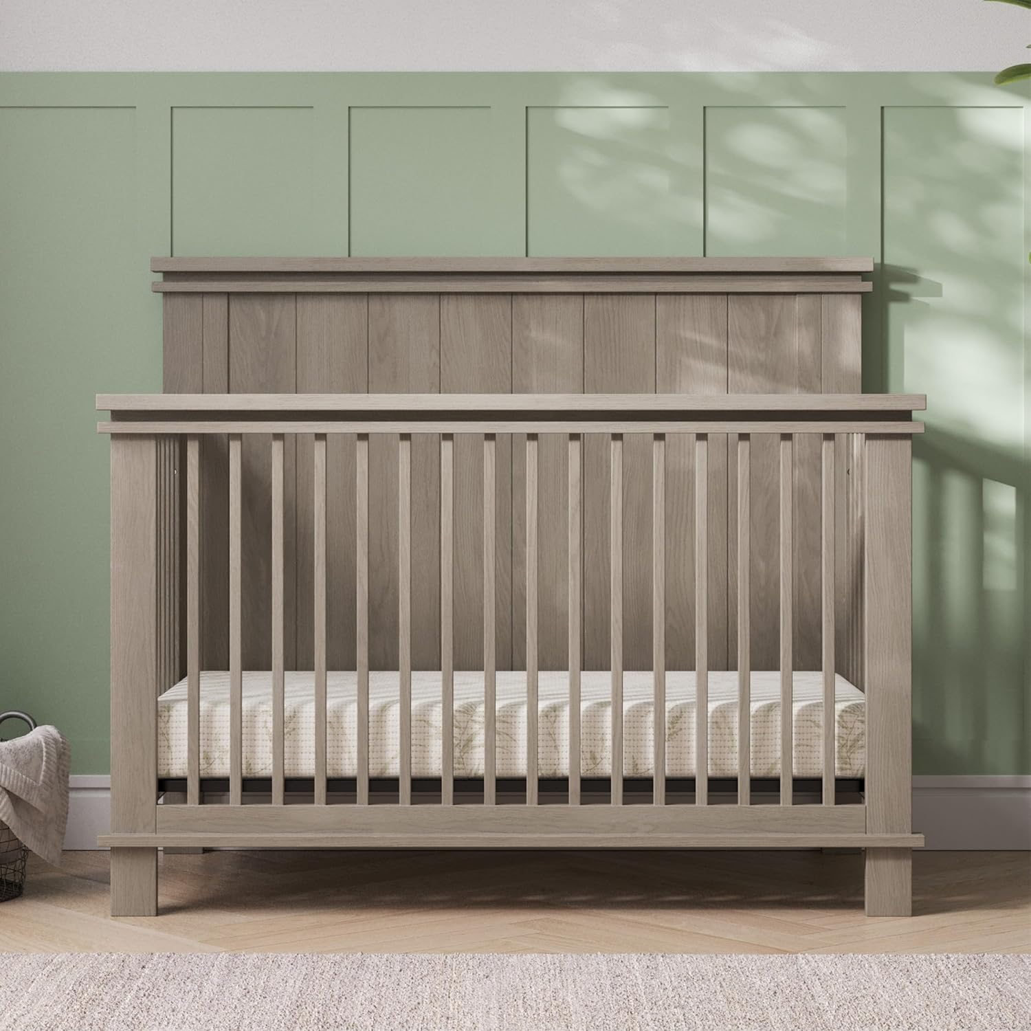 Child Craft Denman 4-in-1 Convertible Crib, Baby Crib Converts to Day Bed, Toddler Bed and Full Size Bed, 3 Adjustable Mattress Positions, Non-Toxic, Baby Safe Finish (Crescent Gray)
