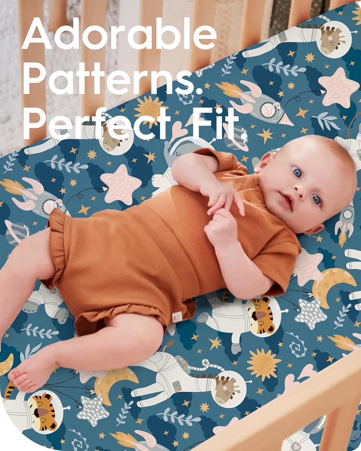 Premium Fitted Baby Boy Crib Sheets for Standard Crib Mattress - Ultra-Soft Jersey Knit Crib Mattress Sheet, Safe and Snug, Durable, Stylish Crib Sheet, 28''x52''x9'' Extra Deep Pocket