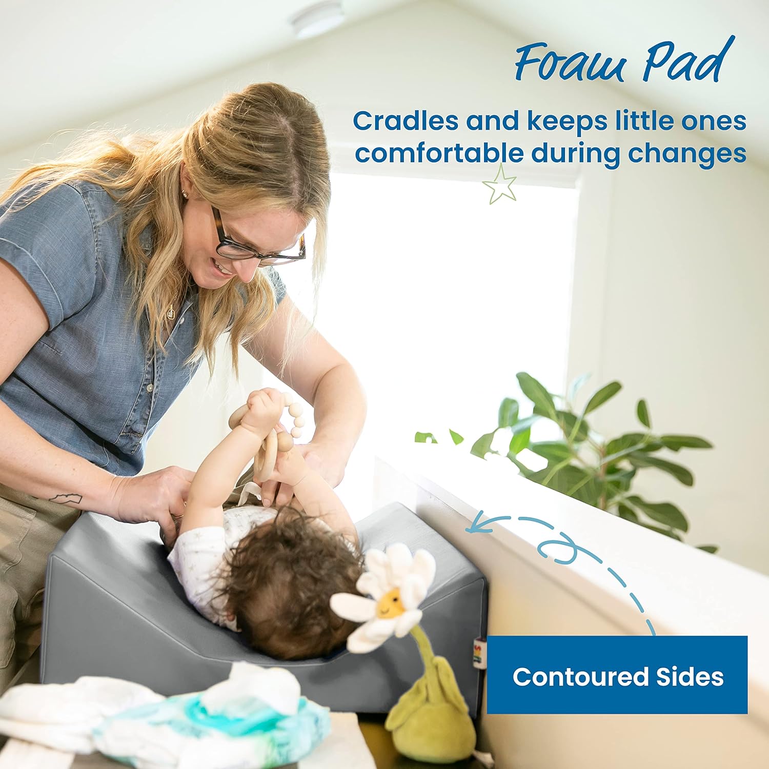 ECR4Kids SoftZone Baby Changing Pad, Contoured, Grey