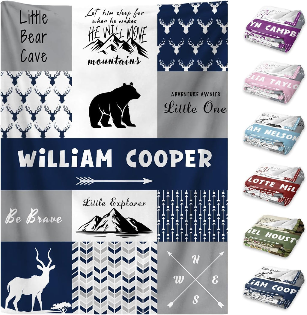 Personalized Baby Blankets for Boys Girls Custom Baby Blanket with Name for Toddlers Kids Fleece Bed Throw Blanket Swaddle for Newborn Customized Baby Gifts for Birthday Baby Shower Nursery Blanket