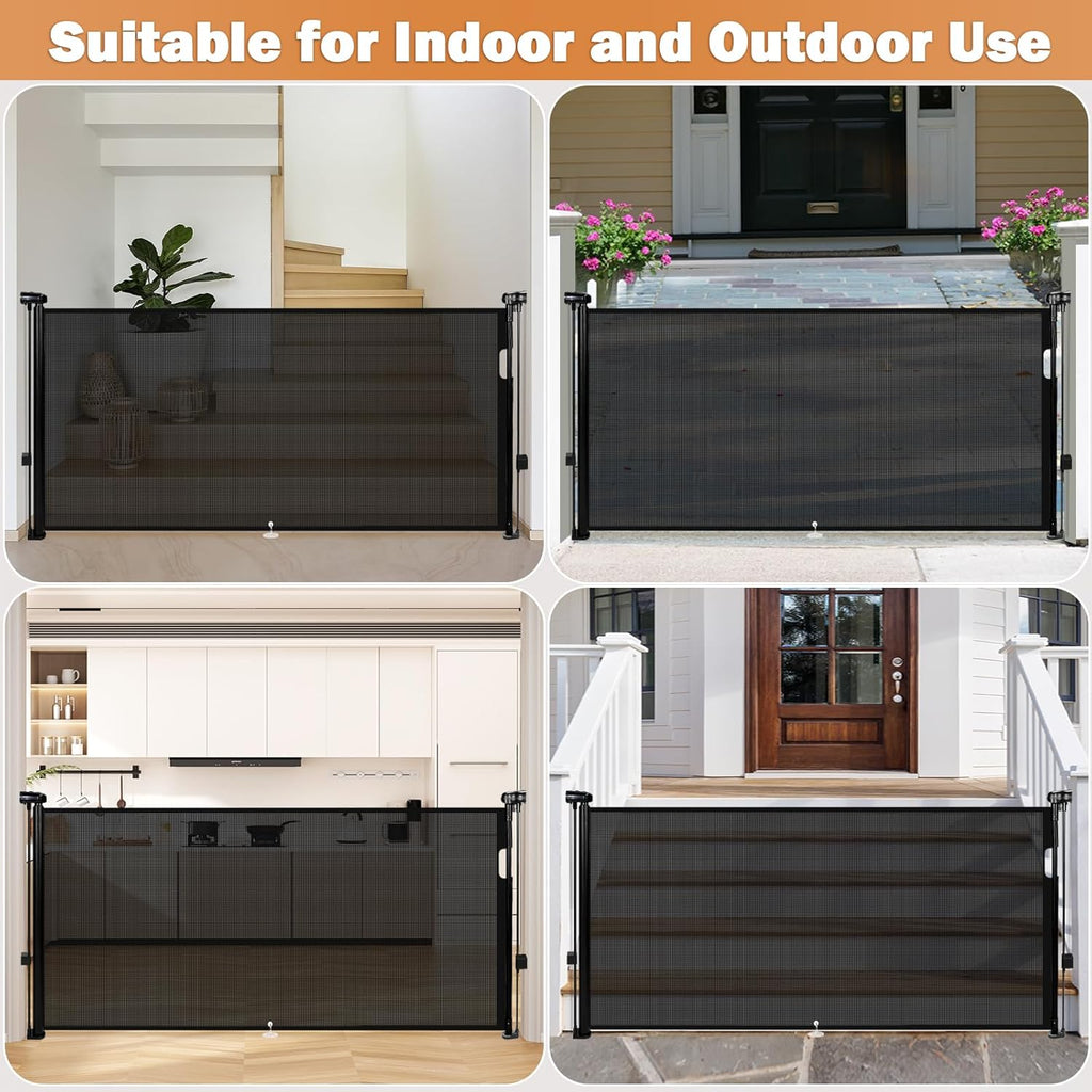 Retractable Baby Gates Dog Gate for Stairs, 55" Wide Mesh Baby Gate Pet Gate for The House, 34" Tall Child Safety Gates for Doorways, Hallways, Deck, Porch, Indoor, Outdoor