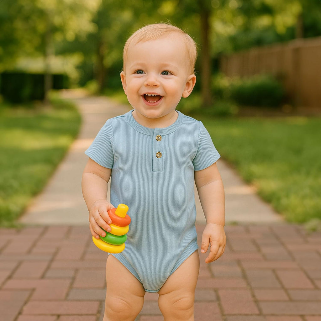 ROMPERINBOX Bamboo Onsies Baby Boy Short Sleeve 3 Pack Baby Bodysuit for Newborn Infant 0-24 Months, Viscose from Bamboo