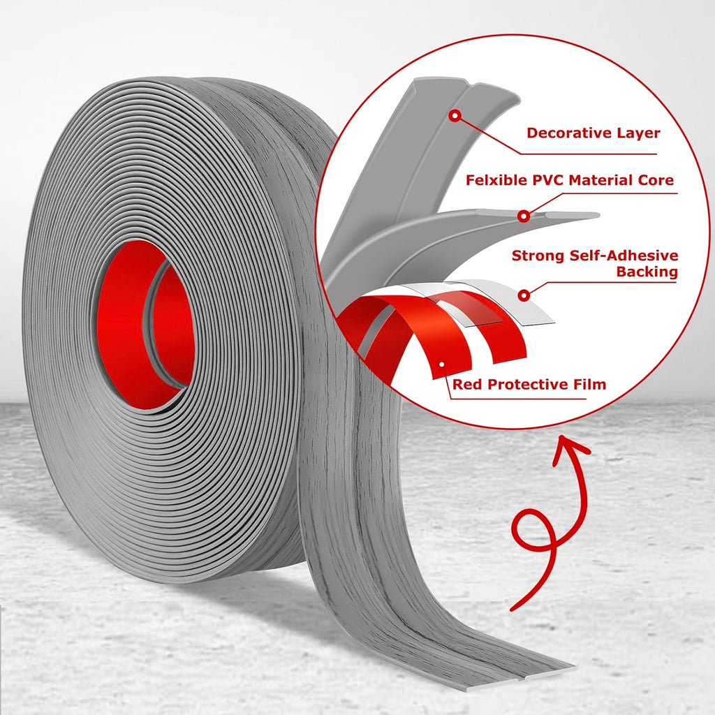 Flexible Wall Corner Protector Moulding Trim Peel and Stick Wall Corner Guards Edge Protector Self Adhesive Molding Trim Strip for Edge Ceiling (Light Gray Wood Grain, 1.6 in x 20 Ft)